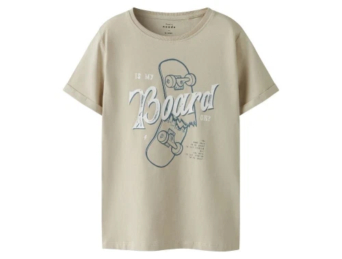 Beige t-shirt med print af skateboard fra Name It 13227472 peyote